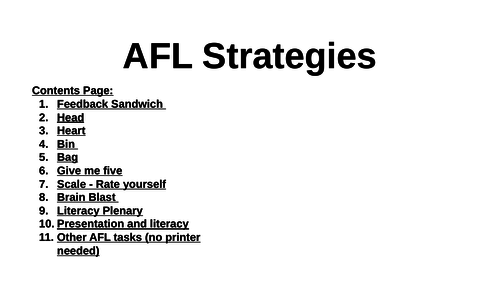 Geography AFL Strategies and Resources