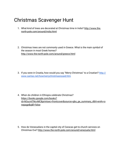 Christmas Online Scavenger Hunt