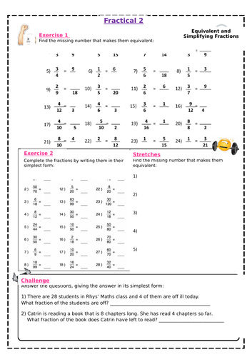 KS3 Worksheet - Fractions (Equivalent & Simplifying) | Teaching Resources