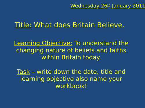 Think, pair, share and writing exercises on the subject of faith in Britain