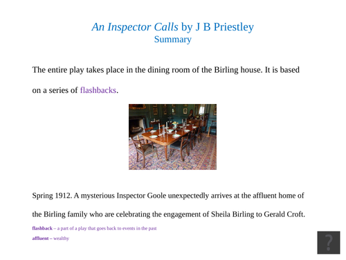 Summary of An Inspector Calls: for GCSE Students working at Level 5 to Level 9