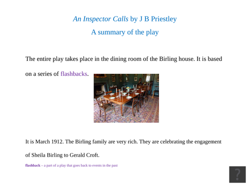 Summary of An Inspector Calls: For students working towards Level 4
