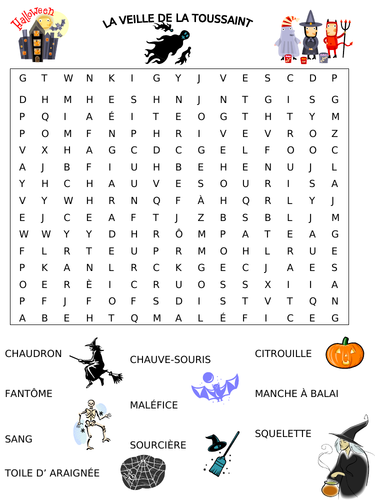 FRENCH HALLOWEEN WORDSEARCH