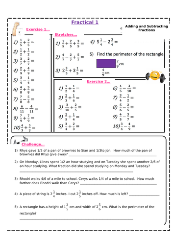 KS3 Lesson Worksheet - Fractions (Adding & Subtracting)
