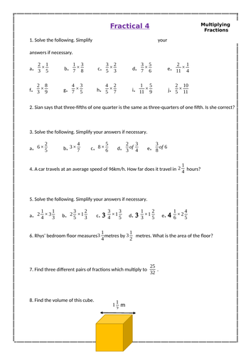 KS3 Lesson Worksheet - Fractions (Multiplying)