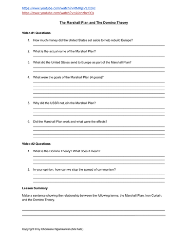 World History Lesson: Marshall Plan and Domino Theory