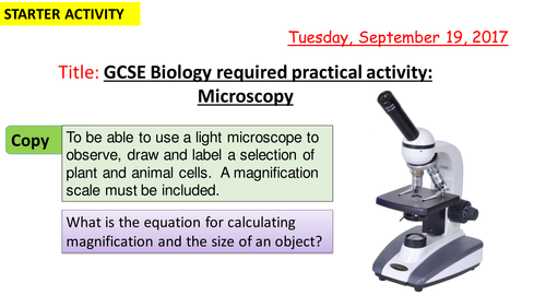 AQA new specification-REQUIRED PRACTICAL 1-Microscopy-B1