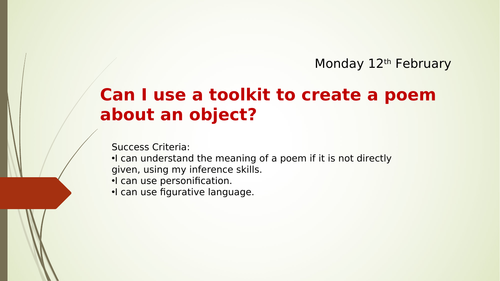 Presentation to introduce poetry to year 6