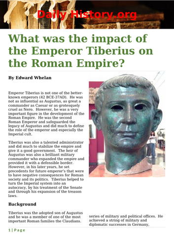 Ezine article - What was the impact of the Emperor Tiberius on the Roman Empire?