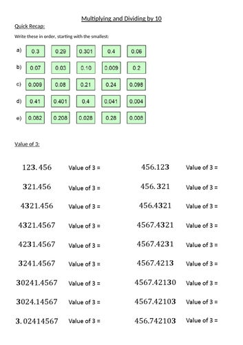 Multiplying and dividing by 10