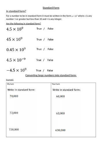 standard-form-worksheet-tes