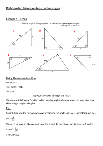 Trigonometry - missing angles | Teaching Resources