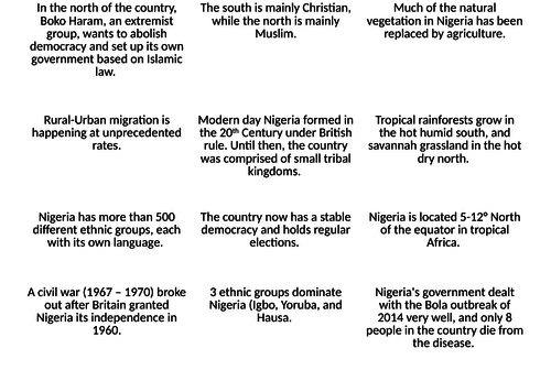The Changing Economic World AQA 1-9 course (Scheme of learning) - Nigeria 1