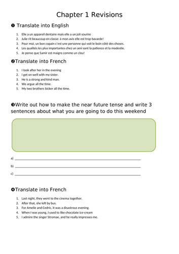 Studio 1 Chapter 1 revision activities