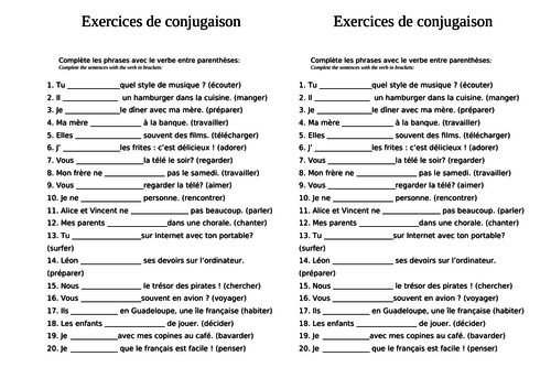 ER verbs ending practice / test