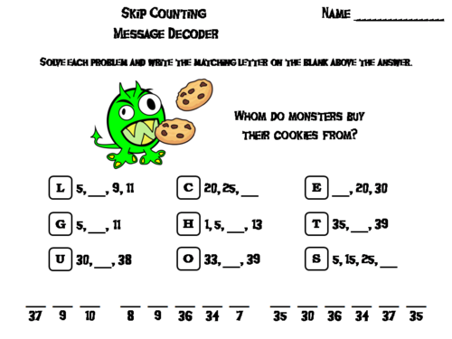 Skip Counting by 2, 3, 4, 5, 10 Game: Halloween Math Activity