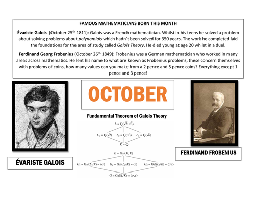 Maths  Calendar - October