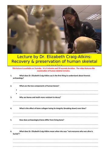 Lecture: Dr. Elizabeth Craig-Atkins, Recovery and preservation of human skeletal remains