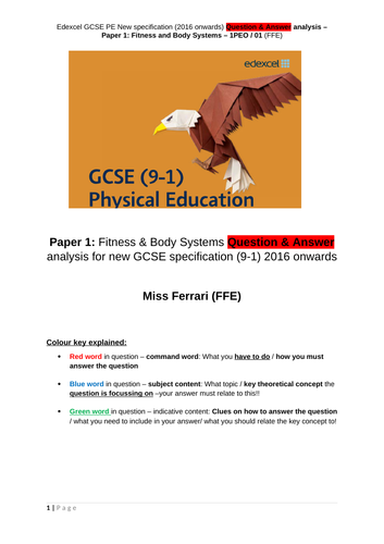 Edexcel GCSE PE (9-1) Paper 1 Q & A bundle