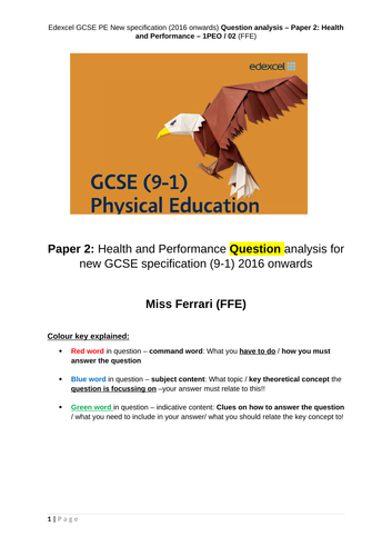 Edexcel GCSE PE (9-1) Paper 2 Q & A bundle