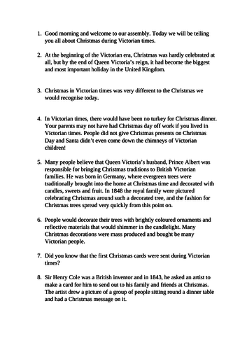 A Victorian Christmas Assembly for Upper Primary