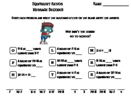 Equivalent Ratios Game: Halloween Math Activity | Teaching Resources