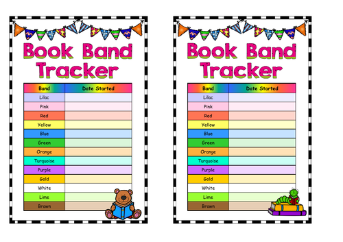 Book Band tracker for reading record diary