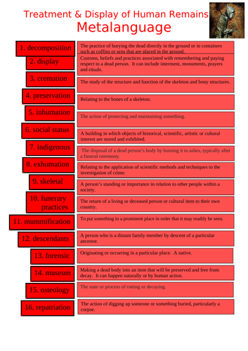 Treatment and Display of Human Remains - Metalanguage