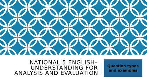 Full  Reading for Understanding, Analysis and Evaluation PowerPoint Unit: National 5