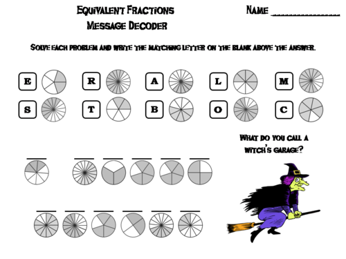 Equivalent Fractions Game: Halloween Math Activity