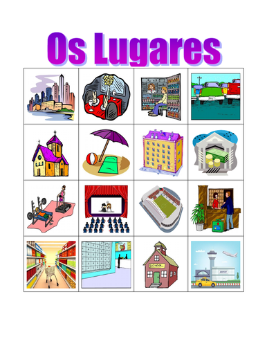 Lugares (Places in Portuguese) Bingo