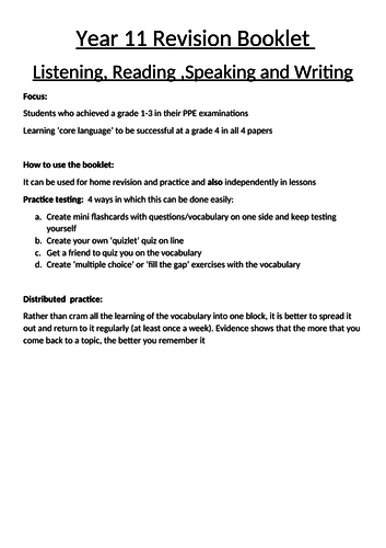 NEW SCHOOL YEAR 2026 -SUPPORT BOOKLET FOR FOUNDATION STUDENTS
