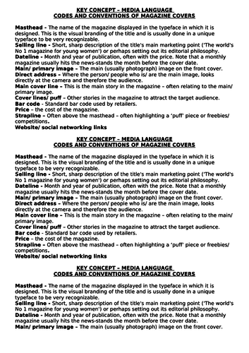 Introduction to Codes and Conventions of Magazine Covers - Eduqas Media Studies