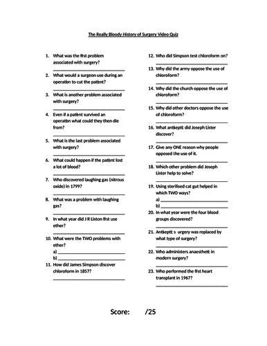 Enquiry Question: Why was surgery in the 19th century so dangerous?