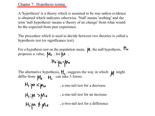 A-Level Statistics- Hypothesis testing