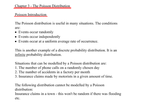 A-Level Statistics- Poisson Distribution