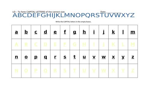 Writing Capital Letters | Teaching Resources