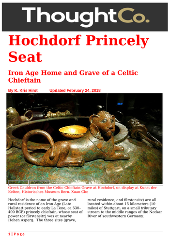 Ezine article - Hochdorf Princely Seat