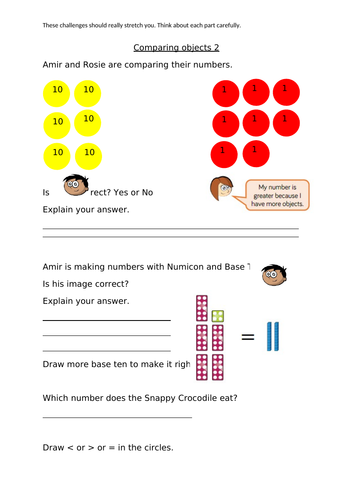 Year 2 Comparing Numbers based on White Rose materials