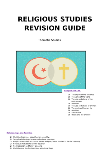 REVISION GUIDE FOR RELIGION AND LIFE