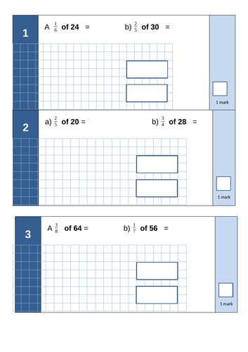 Arithmetic fraction of a number Year 5 or 6