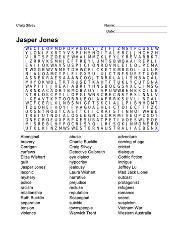 Jasper Jones word search