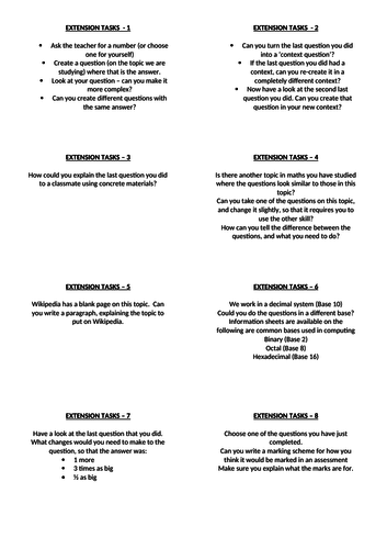 Maths - HOTS Extension work
