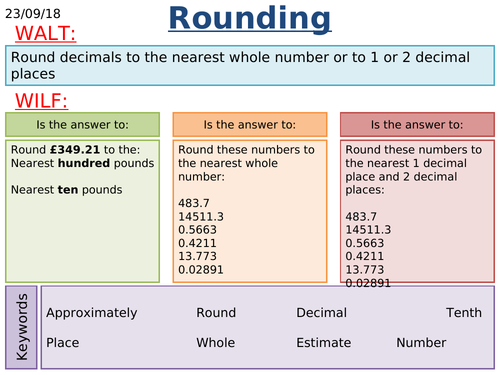 Rounding Decimal Places - Rounding numbers to 2dp