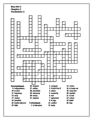 Bien Dit 3 Chapitre 3 Vocabulaire 2 Crossword