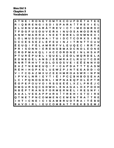 Bien Dit 3 Chapitre 3 Wordsearch