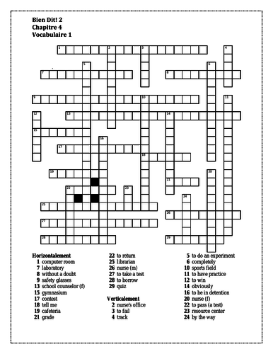 Bien Dit 2 Chapitre 4 Vocabulaire 1 Crossword