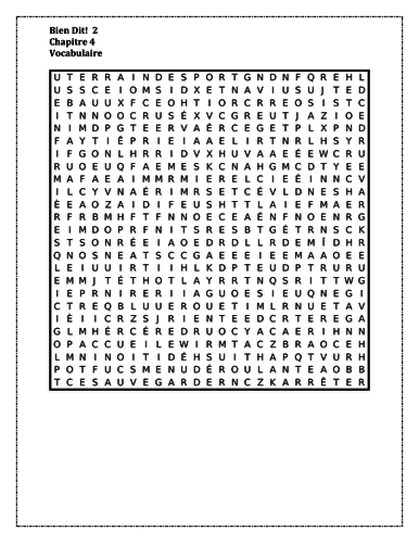 Bien Dit 2 Chapitre 4 Wordsearch