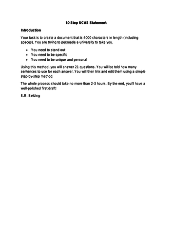 10 Step UCAS Statement