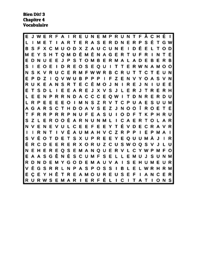 Bien Dit 3 Chapitre 4 Wordsearch